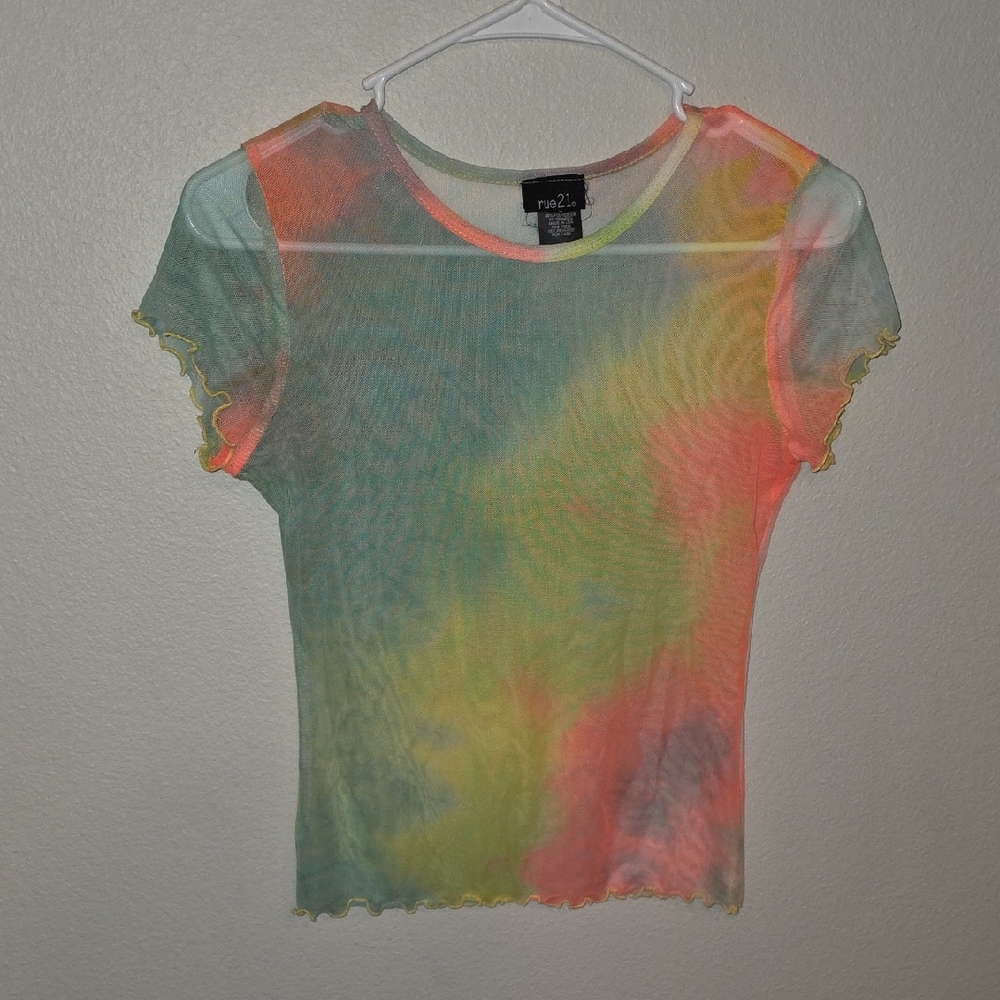 Rue21 Colorful Mesh Short Sleeve Top